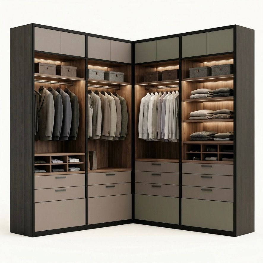 Гардеробная ниша BOSS ART с тихой работой фасадов и направляющих