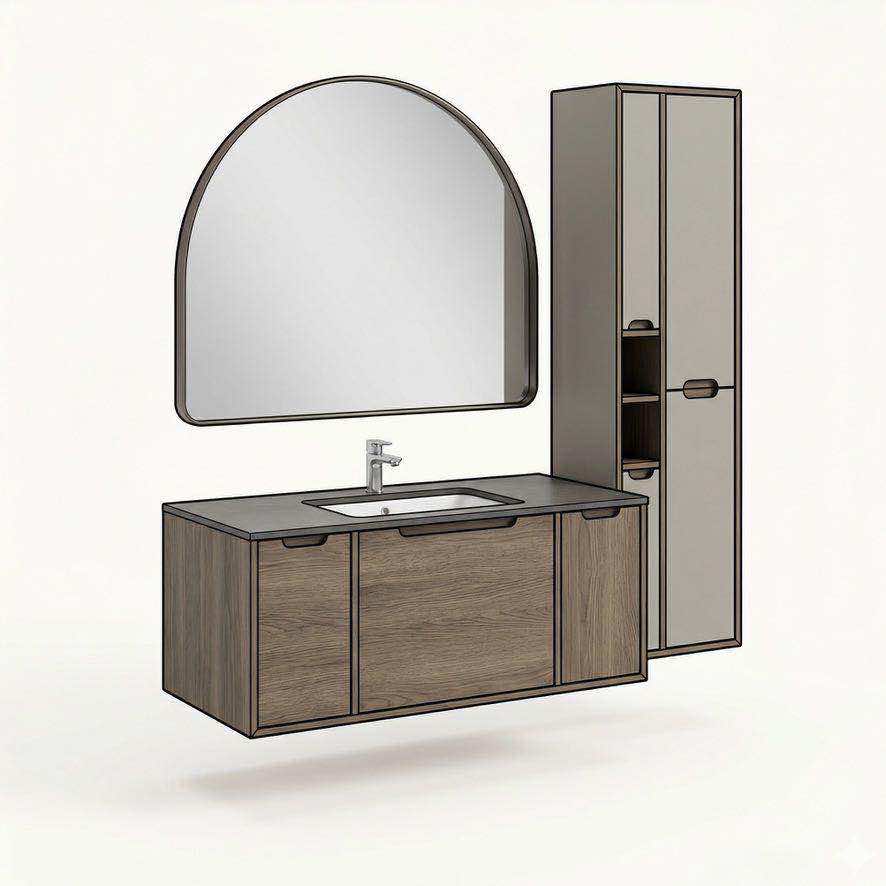 Корпусная мебель BOSS ART для санузла с подвесной тумбой и пеналом