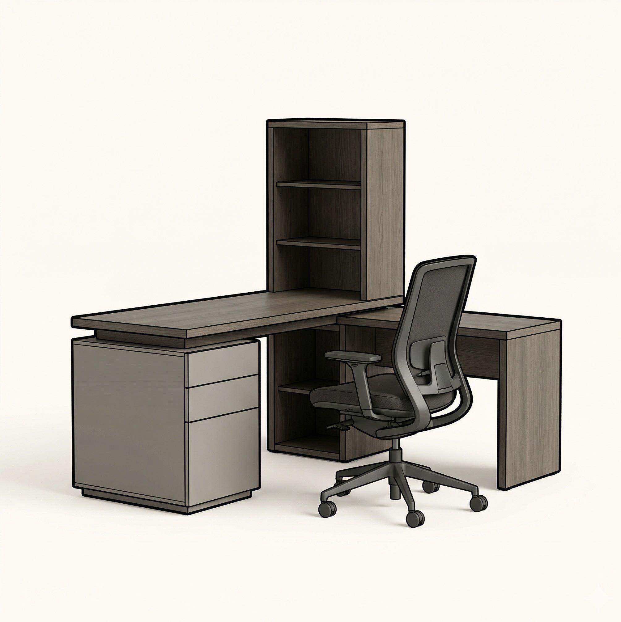 Рабочая зона BOSS ART с лаконичным столом и хранением