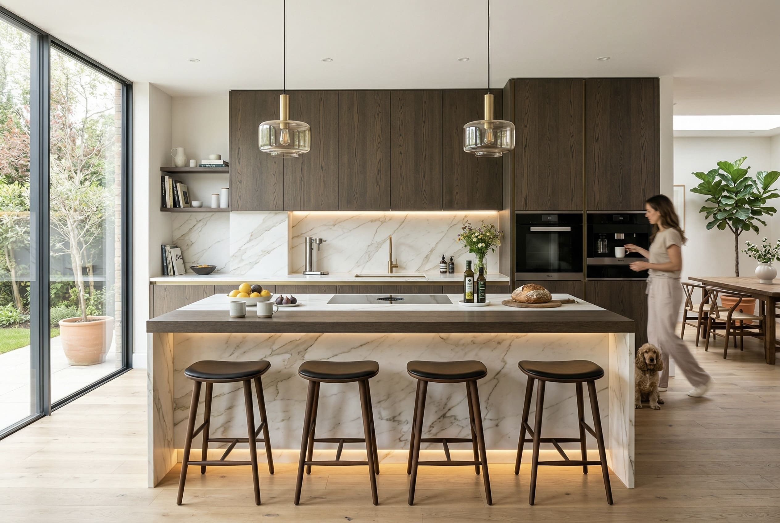 Кухня BOSS ART с островом и архитектурной отделкой