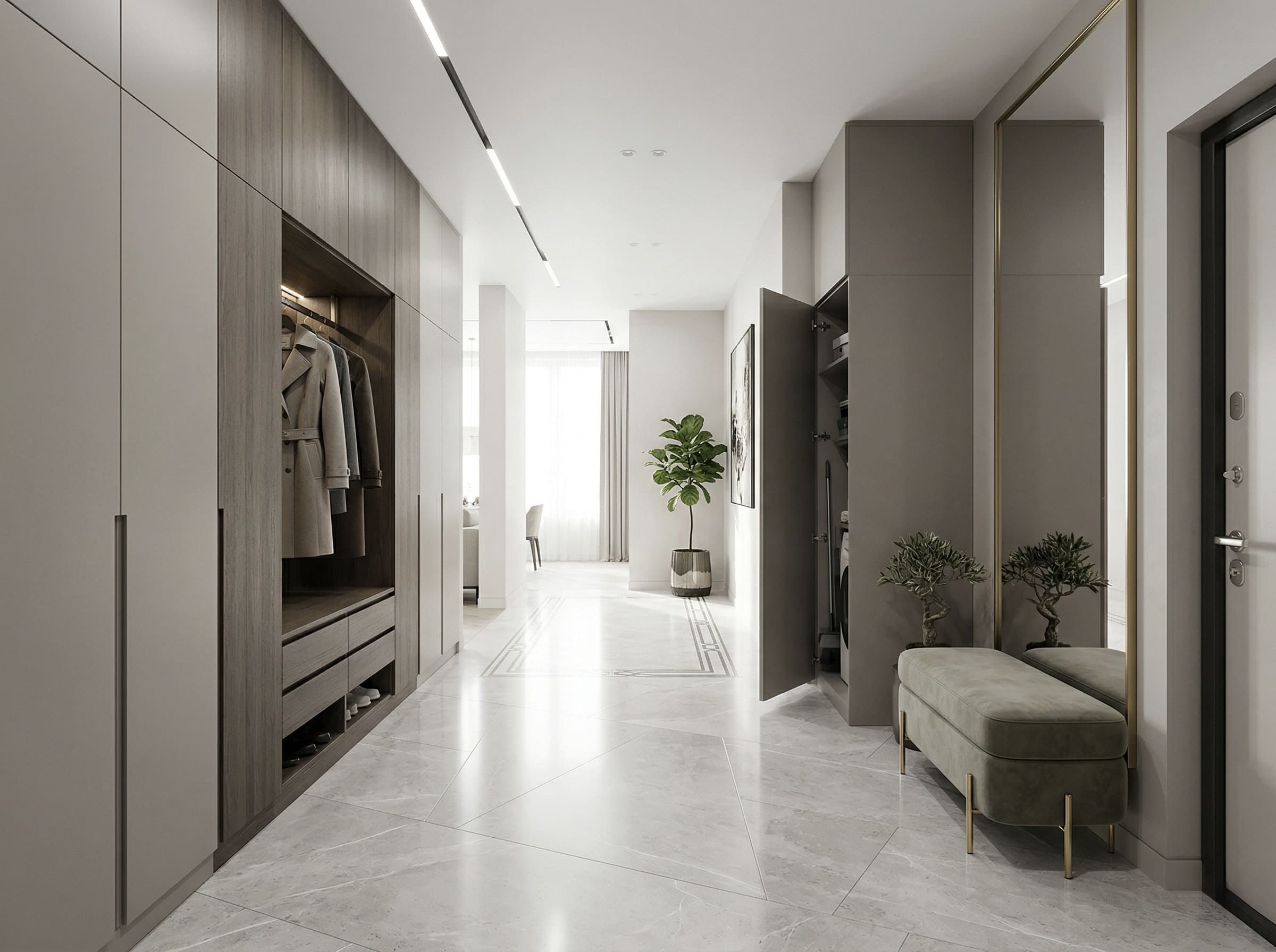 Прихожая BOSS ART с мягкой банкеткой и скрытым хранением