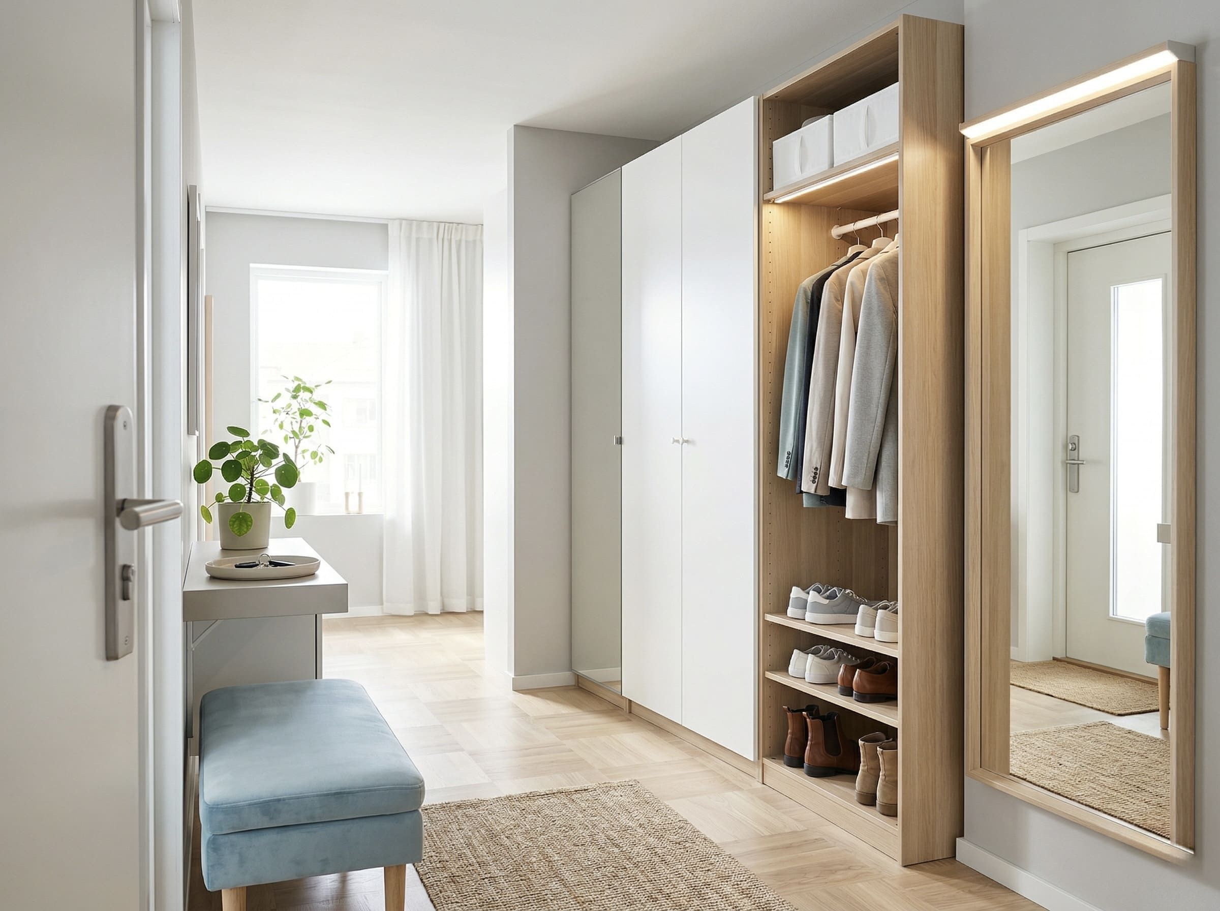 Прихожая BOSS ART с мягкой банкеткой и скрытым хранением