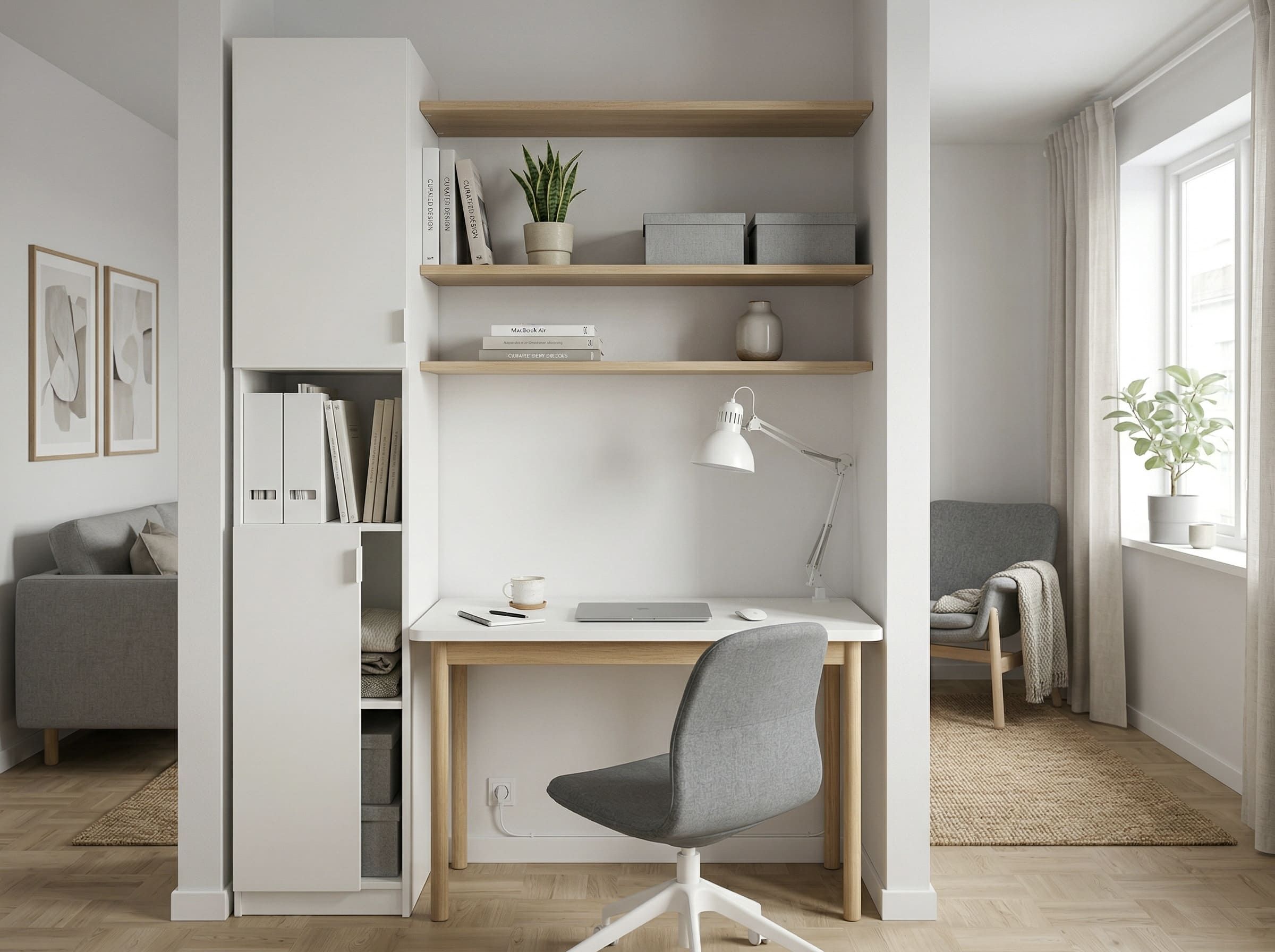 Рабочая зона BOSS ART с лаконичным столом и хранением