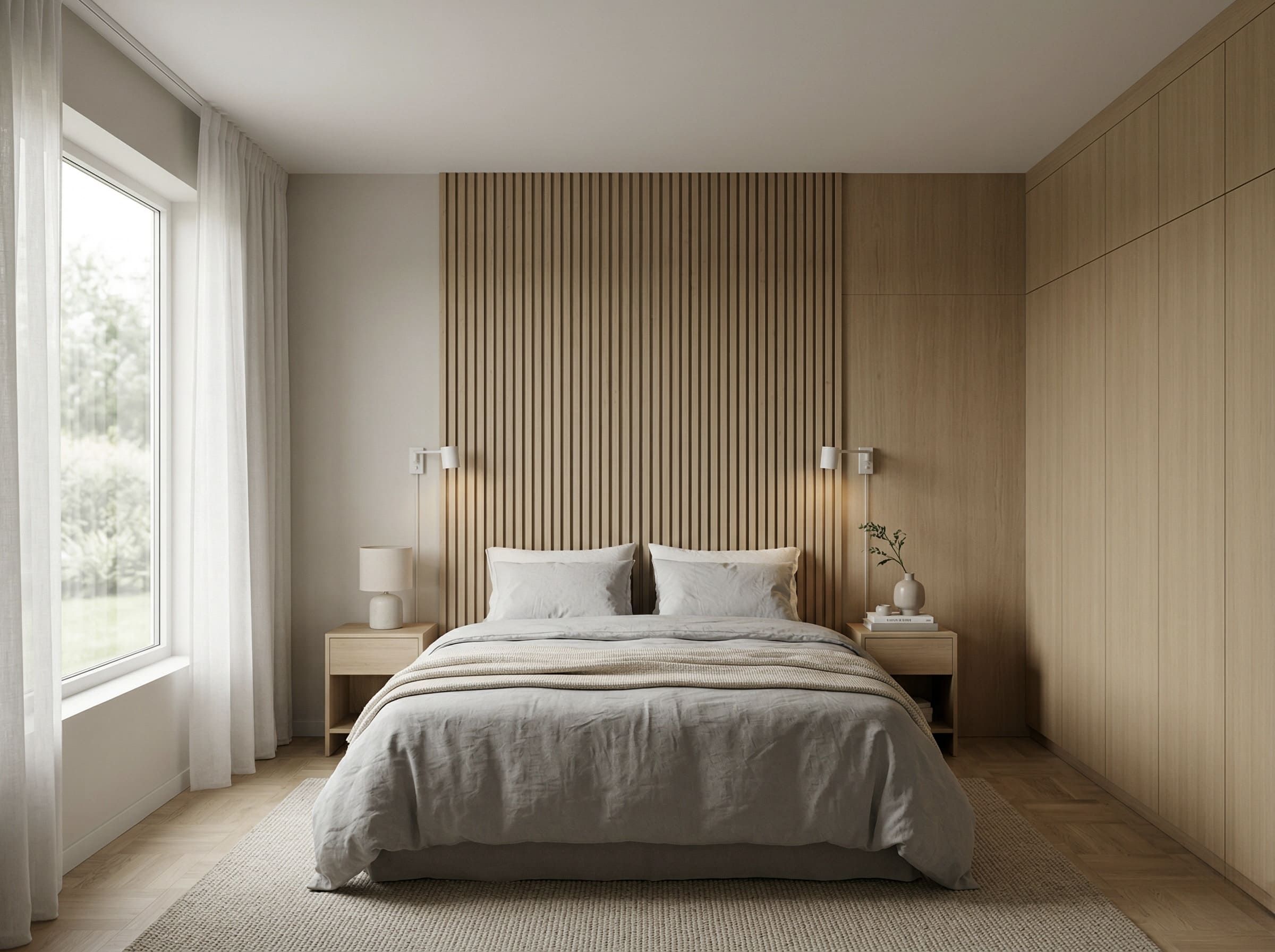 Спальня BOSS ART с панелями и встроенной мебелью